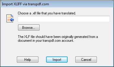 Infix Import XLIFF dialogue box