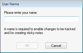 Infix enter user name dialogue box