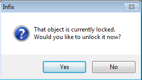 Infix screenshot - Unlock object dialogue box