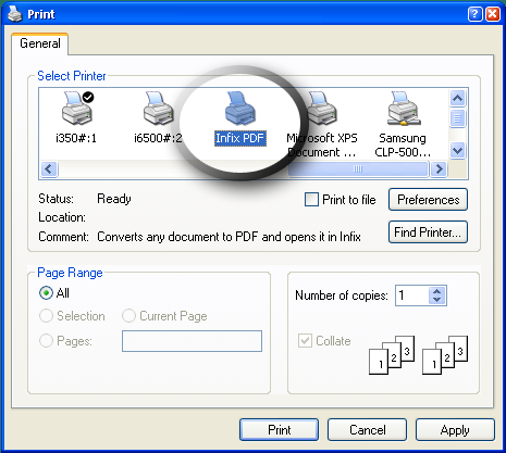 Infix PDF printer