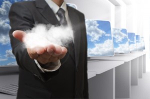 Man accessing the cloud