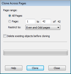 Infix Clone Across Pages dialogue box