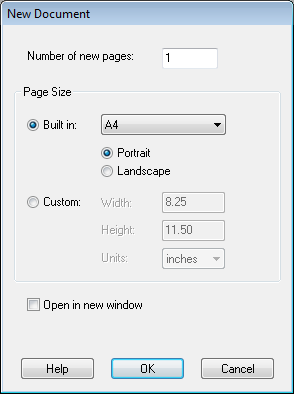 Create New Document options