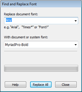 Infix Find and Replace font dialogue button