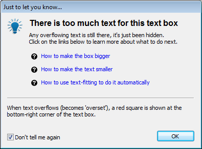 Infix screenshot - Too Much text dialogue box